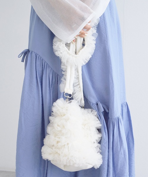 w closet(ダブルクローゼット)の「チュールBAG(ショルダーバッグ・レディース・ブラック/オフホワイト/ピンク/ブルー・FREE)」の6枚目の写真