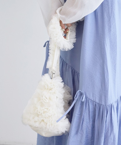 w closet(ダブルクローゼット)の「チュールBAG(ショルダーバッグ・レディース・ブラック/オフホワイト/ピンク/ブルー・FREE)」の7枚目の写真