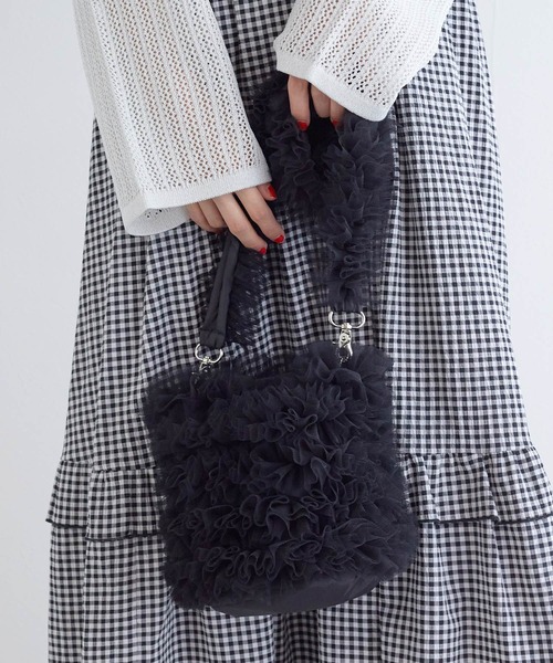 w closet(ダブルクローゼット)の「チュールBAG(ショルダーバッグ・レディース・ブラック/オフホワイト/ピンク/ブルー・FREE)」の18枚目の写真
