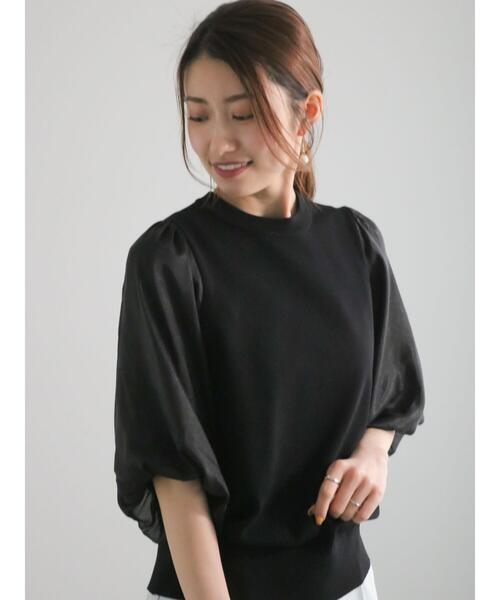 Te chichi（テチチ）の「シアーバルーンスリーブニット（ニット/セーター・レディース・ブラック/オフホワイト・F）」の5枚目の写真