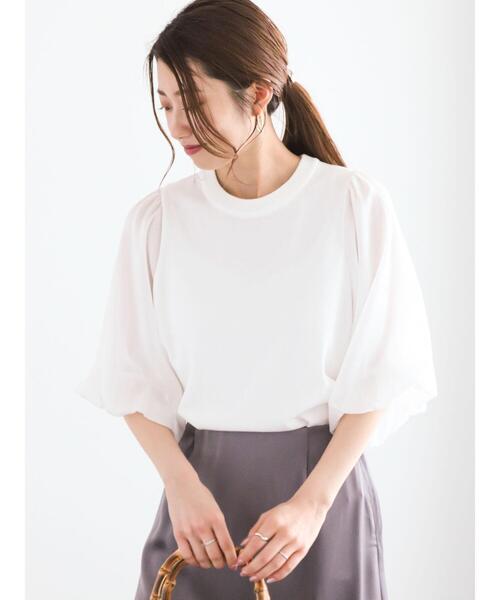 Te chichi（テチチ）の「シアーバルーンスリーブニット（ニット/セーター・レディース・ブラック/オフホワイト・F）」の8枚目の写真