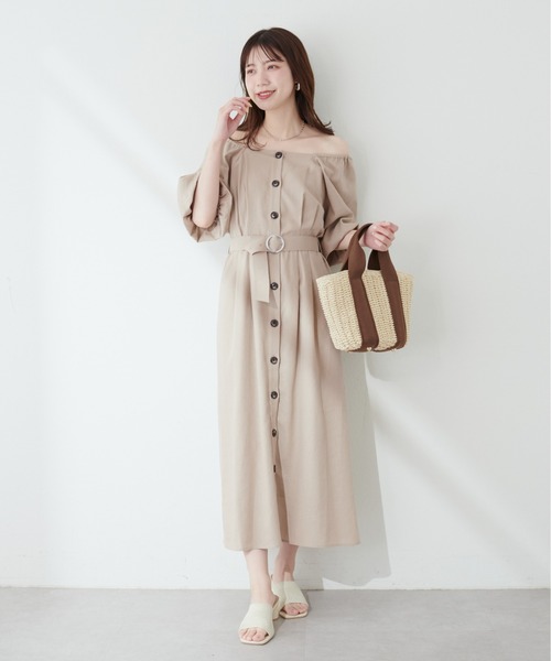 natural couture(ナチュラルクチュール)の「ベルト付バルーンスリーブワンピース(ワンピース・レディース・ブラック/ブルー/ライトベージュ/ラベンダー/その他1・FREE)」の12枚目の写真