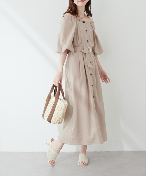natural couture(ナチュラルクチュール)の「ベルト付バルーンスリーブワンピース(ワンピース・レディース・ブラック/ブルー/ライトベージュ/ラベンダー/その他1・FREE)」の13枚目の写真