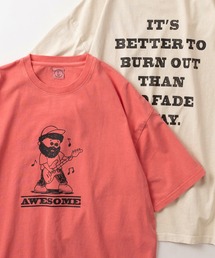 「CHEERS/AWESONE」MOJASH ヒゲおじイラスト フロント&バックBIGロゴデザイン ビッグシルエット クルーネック半袖Tシャツ/オーバーサイズ