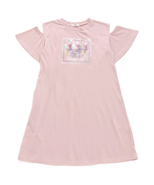 algy(アルジー)の「【接触冷感・吸水速乾】アイスプリントフレークTワンピ(ワンピース・キッズ・ミント/ピンク/ブラック・XX-SMALL/X-SMALL/SMALL/MEDIUM)」の1枚目の写真