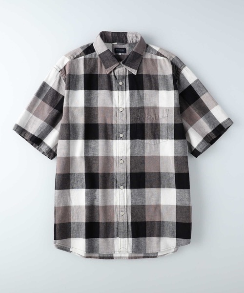 BACK NUMBER（バックナンバー）の「BACK NUMBER(バックナンバー)【メンズ】フェード加工半袖チェックシャツ（シャツ/ブラウス・メンズ・ブラック×ホワイト/ベージュ・S/M/L/XL）」の18枚目の写真