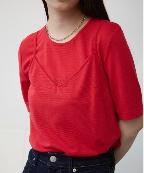 AZUL by moussy(アズールバイマウジー)の「ラメカットビスチェセットトップス(Tシャツ/カットソー・レディース・レッド/ライトグレー/ブルー/ブラック・FREE)」の4枚目の写真