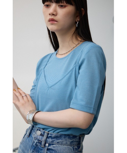 AZUL by moussy(アズールバイマウジー)の「ラメカットビスチェセットトップス(Tシャツ/カットソー・レディース・レッド/ライトグレー/ブルー/ブラック・FREE)」の16枚目の写真