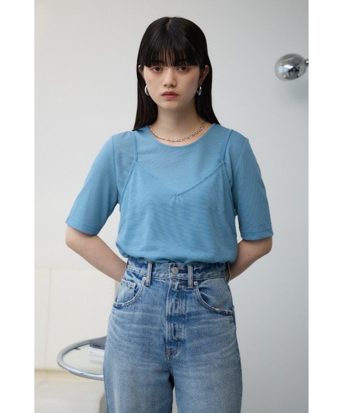 AZUL by moussy(アズールバイマウジー)の「ラメカットビスチェセットトップス(Tシャツ/カットソー・レディース・レッド/ライトグレー/ブルー/ブラック・FREE)」の17枚目の写真