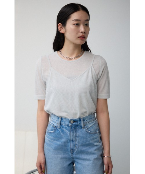 AZUL by moussy(アズールバイマウジー)の「ラメカットビスチェセットトップス(Tシャツ/カットソー・レディース・レッド/ライトグレー/ブルー/ブラック・FREE)」の6枚目の写真