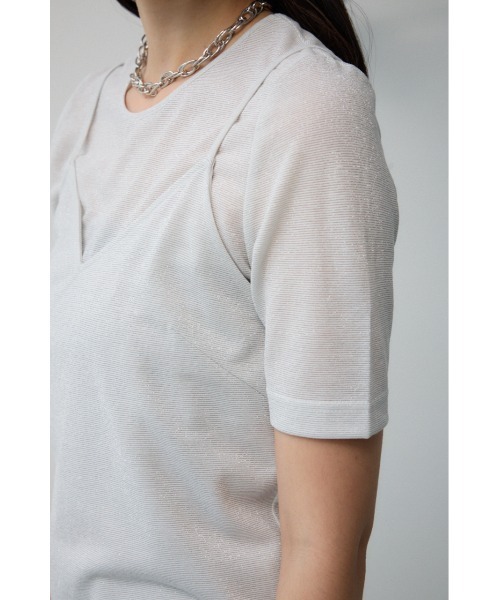 AZUL by moussy(アズールバイマウジー)の「ラメカットビスチェセットトップス(Tシャツ/カットソー・レディース・レッド/ライトグレー/ブルー/ブラック・FREE)」の12枚目の写真