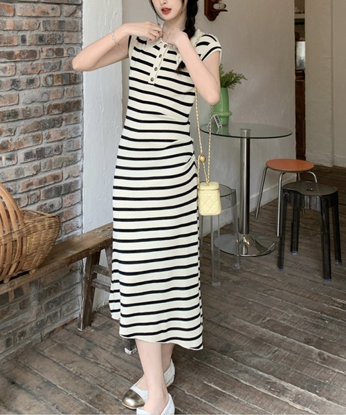 Twinkle;pm（トゥインクルピーエム）の「ノースリーブボーダーワンピース（ワンピース・レディース・ブラック/アイボリー・MEDIUM/LARGE）」の7枚目の写真