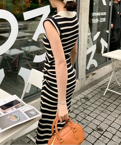 Twinkle;pm（トゥインクルピーエム）の「ノースリーブボーダーワンピース（ワンピース・レディース・ブラック/アイボリー・MEDIUM/LARGE）」の21枚目の写真