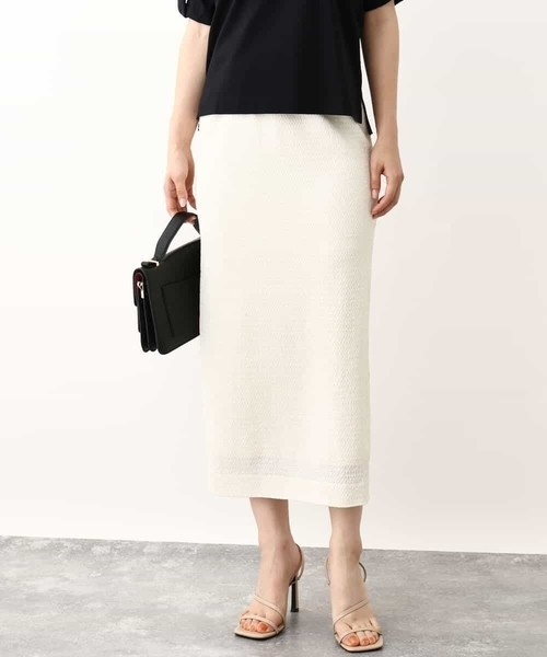 MK MICHEL KLEIN（エムケーミッシェルクラン）の「ポコポコナロースカート/洗える（スカート・レディース・ブラック/アイボリー・38）」の4枚目の写真