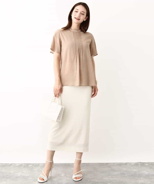 MK MICHEL KLEIN（エムケーミッシェルクラン）の「ポコポコナロースカート/洗える（スカート・レディース・ブラック/アイボリー・38）」の9枚目の写真