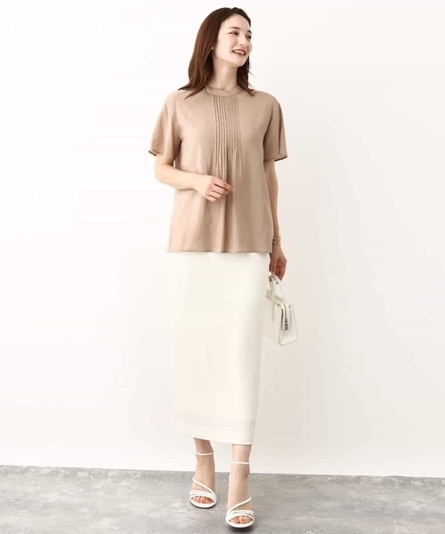 MK MICHEL KLEIN（エムケーミッシェルクラン）の「ポコポコナロースカート/洗える（スカート・レディース・ブラック/アイボリー・38）」の10枚目の写真