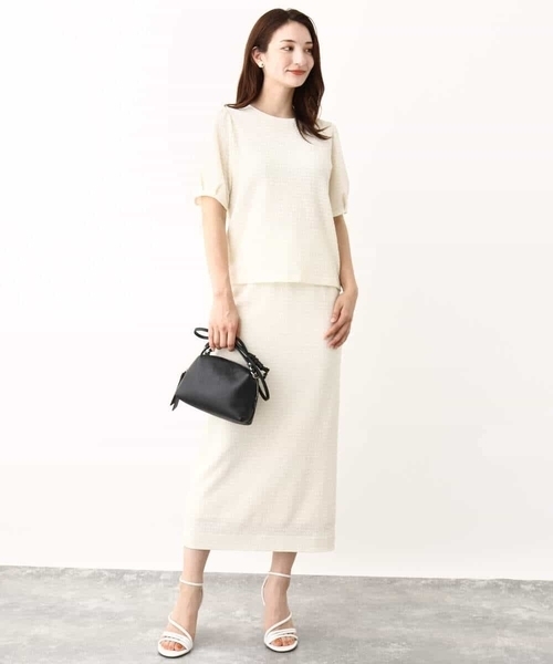 MK MICHEL KLEIN（エムケーミッシェルクラン）の「ポコポコナロースカート/洗える（スカート・レディース・ブラック/アイボリー・38）」の14枚目の写真