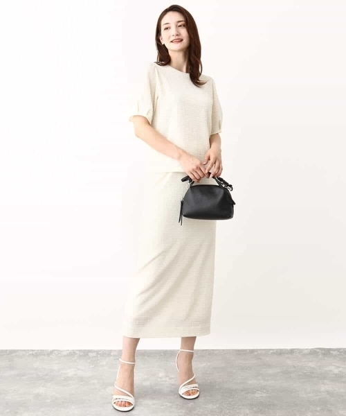 MK MICHEL KLEIN（エムケーミッシェルクラン）の「ポコポコナロースカート/洗える（スカート・レディース・ブラック/アイボリー・38）」の15枚目の写真