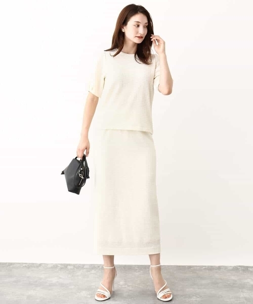 MK MICHEL KLEIN（エムケーミッシェルクラン）の「ポコポコナロースカート/洗える（スカート・レディース・ブラック/アイボリー・38）」の16枚目の写真