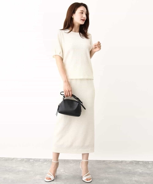 MK MICHEL KLEIN（エムケーミッシェルクラン）の「ポコポコナロースカート/洗える（スカート・レディース・ブラック/アイボリー・38）」の17枚目の写真