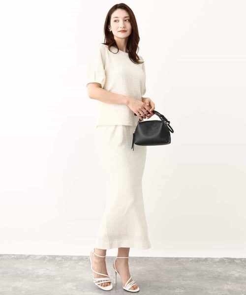 MK MICHEL KLEIN（エムケーミッシェルクラン）の「ポコポコナロースカート/洗える（スカート・レディース・ブラック/アイボリー・38）」の18枚目の写真