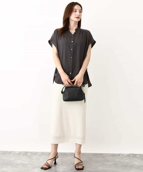 MK MICHEL KLEIN（エムケーミッシェルクラン）の「ポコポコナロースカート/洗える（スカート・レディース・ブラック/アイボリー・38）」の19枚目の写真