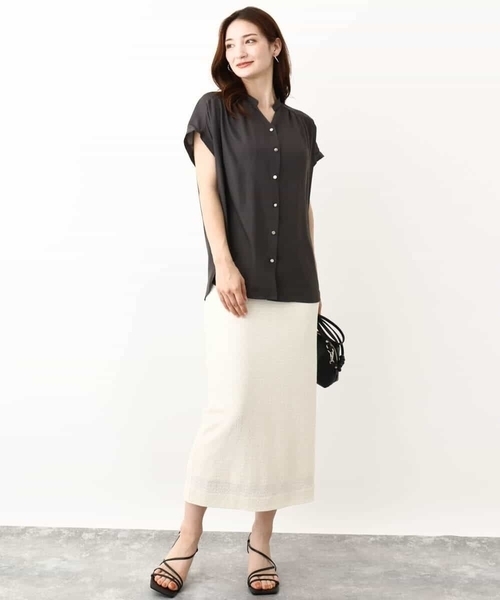 MK MICHEL KLEIN（エムケーミッシェルクラン）の「ポコポコナロースカート/洗える（スカート・レディース・ブラック/アイボリー・38）」の20枚目の写真