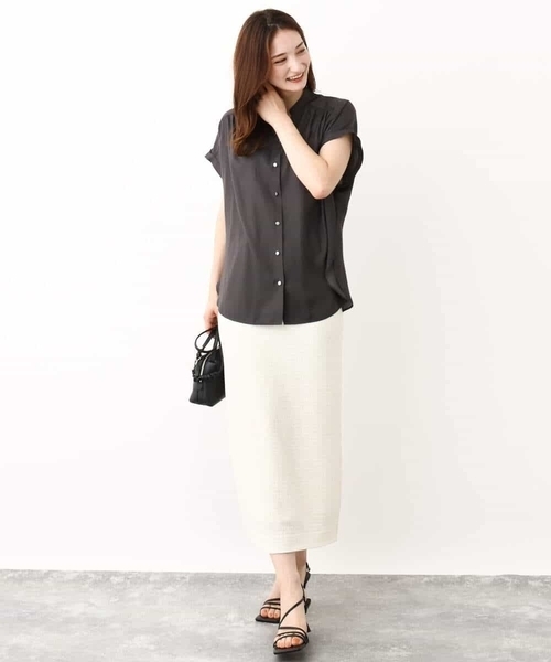 MK MICHEL KLEIN（エムケーミッシェルクラン）の「ポコポコナロースカート/洗える（スカート・レディース・ブラック/アイボリー・38）」の21枚目の写真