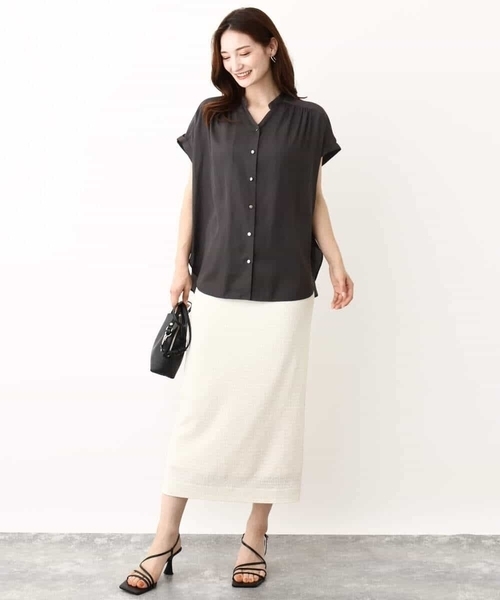 MK MICHEL KLEIN（エムケーミッシェルクラン）の「ポコポコナロースカート/洗える（スカート・レディース・ブラック/アイボリー・38）」の22枚目の写真