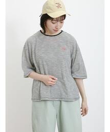 Samansa Mos2 | ロゴ刺繍シアーボーダーTシャツ(Tシャツ/カットソー)