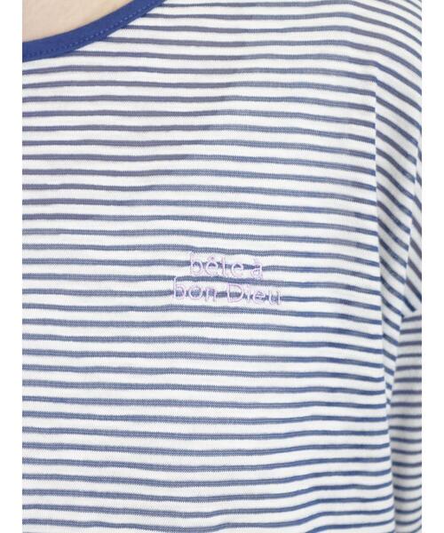 Samansa Mos2（サマンサ モスモス）の「ロゴ刺繍シアーボーダーTシャツ（Tシャツ/カットソー・レディース・グリーン/ブルー/ピンク/キナリ・F）」の21枚目の写真