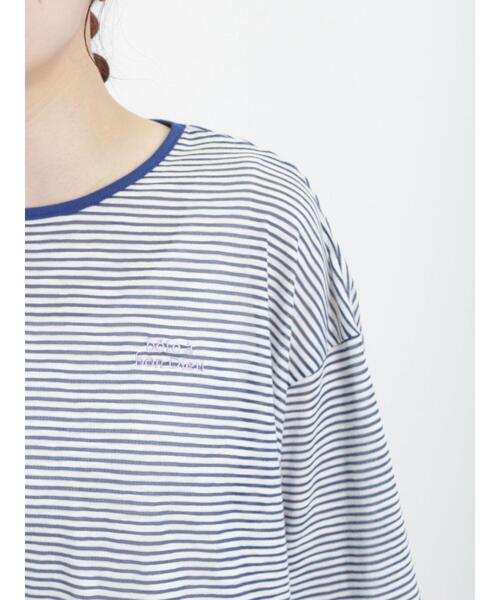 Samansa Mos2（サマンサ モスモス）の「ロゴ刺繍シアーボーダーTシャツ（Tシャツ/カットソー・レディース・グリーン/ブルー/ピンク/キナリ・F）」の22枚目の写真