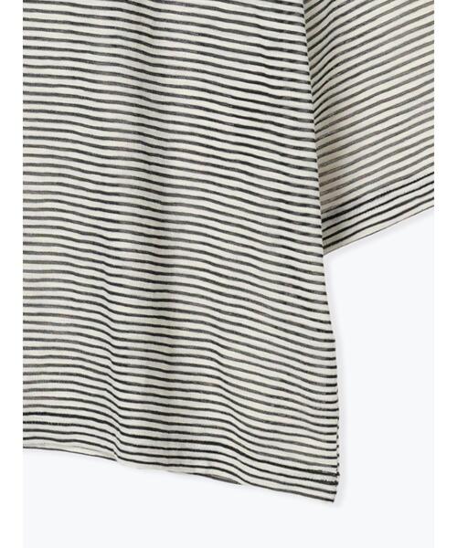 Samansa Mos2（サマンサ モスモス）の「ロゴ刺繍シアーボーダーTシャツ（Tシャツ/カットソー・レディース・グリーン/ブルー/ピンク/キナリ・F）」の9枚目の写真