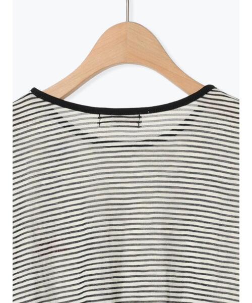 Samansa Mos2（サマンサ モスモス）の「ロゴ刺繍シアーボーダーTシャツ（Tシャツ/カットソー・レディース・グリーン/ブルー/ピンク/キナリ・F）」の10枚目の写真