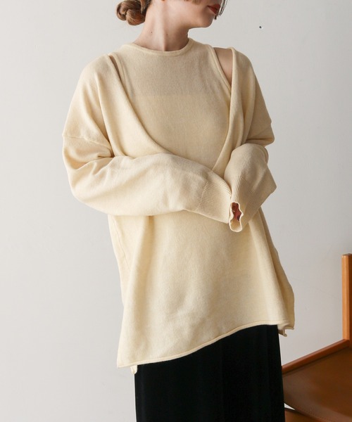 W/Si/Ca 18G V Neck Knit　HEATHER MOCHA　モカ W/Si/Ca 18G V Neck Knit HEATHER MOCHA モカ W/Si/Ca 18G V Neck Knit
