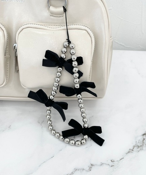 repipi armario（レピピ アルマリオ）の「ベロアリボンストラップ（キーホルダー・キッズ・ブラック/ホワイト/ピンク・FREE）」の3枚目の写真