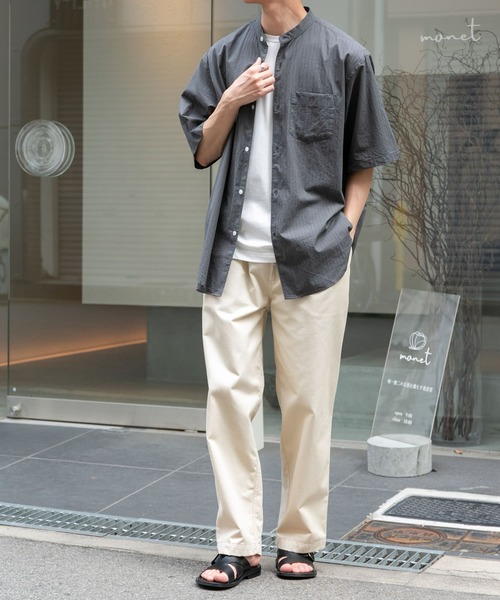 FORK&SPOON(フォークアンドスプーン)の「FORK&SPOON シアサッカーストライプバンドカラーシャツ(シャツ/ブラウス・メンズ・ブルー系その他/グレー系その他・4/5)」の4枚目の写真