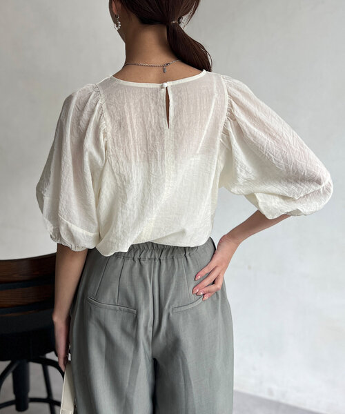 Chez toi（シェトワ）の「ランタンスリーブセミシアーブラウス（シャツ/ブラウス・レディース・モカ/ブラック/オフホワイト・FREE）」の11枚目の写真