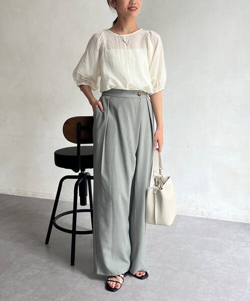 Chez toi（シェトワ）の「ランタンスリーブセミシアーブラウス（シャツ/ブラウス・レディース・モカ/ブラック/オフホワイト・FREE）」の12枚目の写真