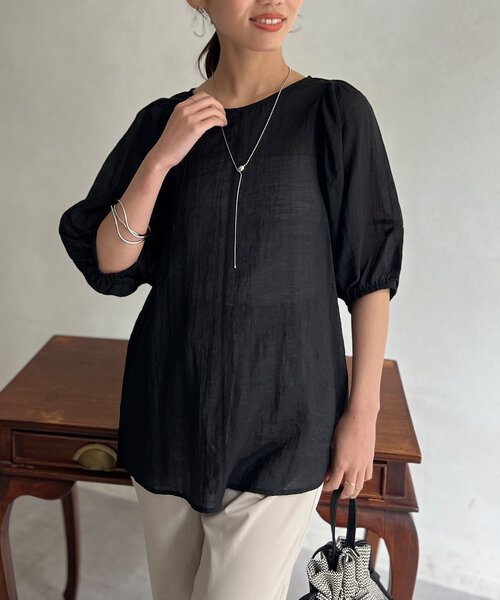 Chez toi（シェトワ）の「ランタンスリーブセミシアーブラウス（シャツ/ブラウス・レディース・モカ/ブラック/オフホワイト・FREE）」の14枚目の写真