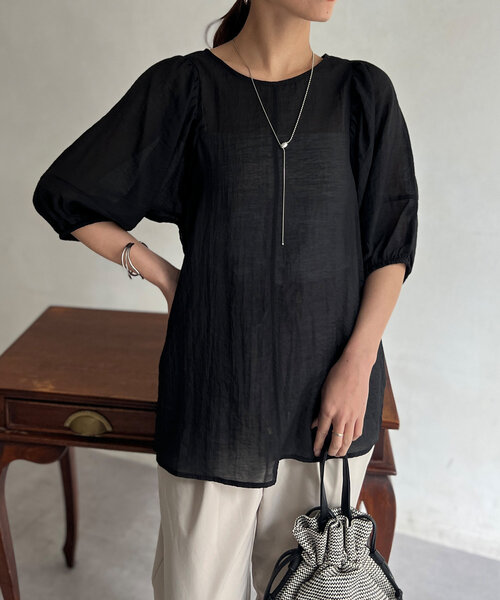 Chez toi（シェトワ）の「ランタンスリーブセミシアーブラウス（シャツ/ブラウス・レディース・モカ/ブラック/オフホワイト・FREE）」の15枚目の写真