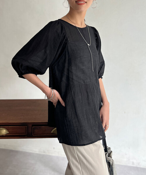 Chez toi（シェトワ）の「ランタンスリーブセミシアーブラウス（シャツ/ブラウス・レディース・モカ/ブラック/オフホワイト・FREE）」の17枚目の写真