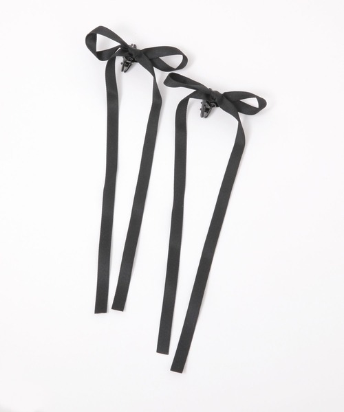 LAKOLE(ラコレ)の「ロングリボンヘアクリップ2点セット / 139560(バレッタ/ヘアクリップ・レディース・オフホワイト/ブラック・FREE)」の1枚目の写真