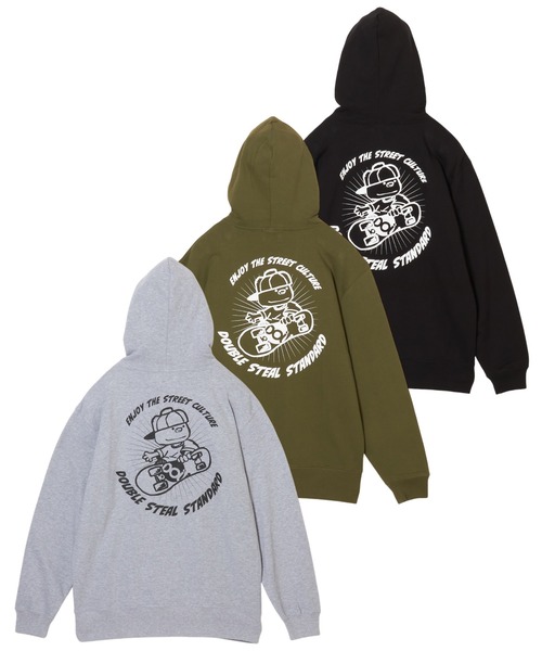 DOUBLE STEAL(ダブルスティール)の「スケートDOUBZ 裏パイルパーカー(パーカー・メンズ・ライトオリーブ/ブラック/杢グレー・X-LARGE/LARGE/MEDIUM)」の7枚目の写真