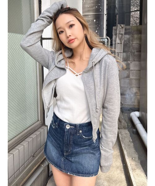 GYDA（ジェイダ）の「バインダーキャミ（キャミソール・レディース・ブラック/オフホワイト・FREE）」の12枚目の写真