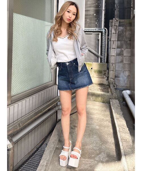 GYDA（ジェイダ）の「バインダーキャミ（キャミソール・レディース・ブラック/オフホワイト・FREE）」の14枚目の写真