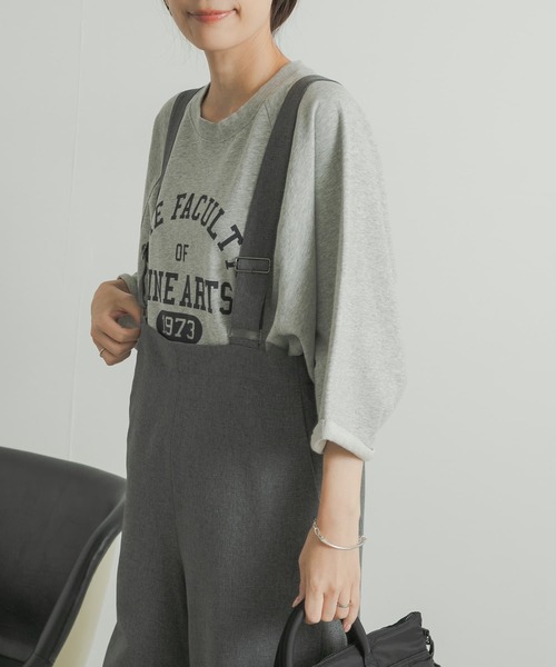 URBAN RESEARCH DOORS（アーバンリサーチドアーズ）の「ミニ裏毛BIGスリーブロゴプルオーバー（Tシャツ/カットソー・レディース・グレー/ライトベージュ/スミクロ・MEDIUM）」の18枚目の写真