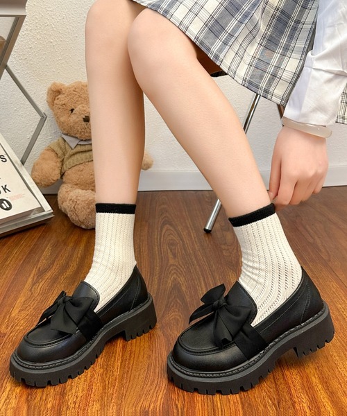 Teem Store(チームストア)の「リボン付き フェミニン厚底ボリュームヒールローファー(ローファー・レディース・その他2/ブラウン/ブラック系その他/その他/ブラック・36/38/40)」の13枚目の写真