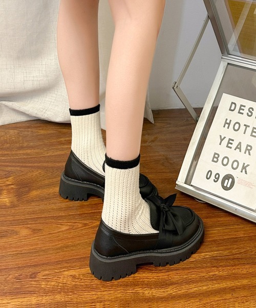 Teem Store(チームストア)の「リボン付き フェミニン厚底ボリュームヒールローファー(ローファー・レディース・その他2/ブラウン/ブラック系その他/その他/ブラック・36/38/40)」の12枚目の写真