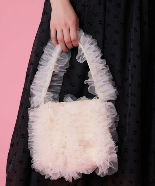 fifth(フィフス)の「チュールミニバッグ(ハンドバッグ・レディース・ライトグレー/アイボリー/ブラック・FREE)」の2枚目の写真